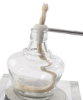 Close-up of a flask with wick from Dope 500ml Distillation Kit for Home Lab Glass Steam Distillation Setup With Flask Beaker 100ml Separating Funnel Conical Flask Essential Oil Extraction 15 Piece Glassware Set.
