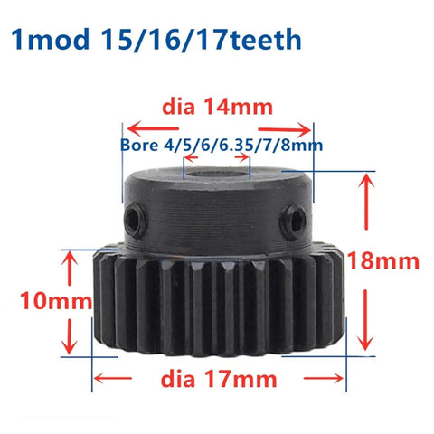 Gear Rack and Pinion Set for Pros, 1 Modulus Steel Bevel Gear System, 17 tooth pinion with shaft measurements