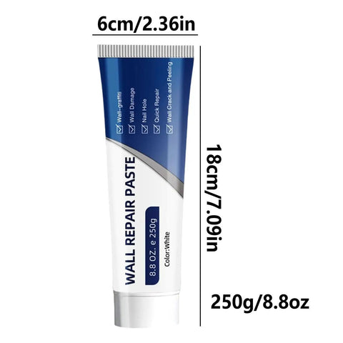 Easy Drywall Crack Repair Paste Kit With Spatula - Quick-Dry Wall Patch Putty tube dimensions shown