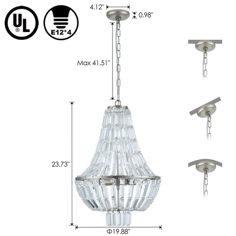 Modern Crystal Chandelier 4 Light Pendant For Dining Room And Living Areas Dope Farmhouse Minimalist Hanging Light Fixture dimensions