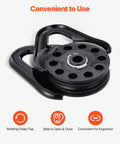 Heavy Duty 14.5 Ton Snatch Block For Winch Recovery With 32,000 Lbs Break Strength featuring rotating pulley flap
