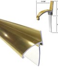 Gold Framed Shower Door Bottom Deflector With Vinyl Sweep And Pre Applied Mounting Tape 30 Inch Long Cut To Size For Framed Swing Doors Keeps Leaks In Check, showing profile view with dimensions.