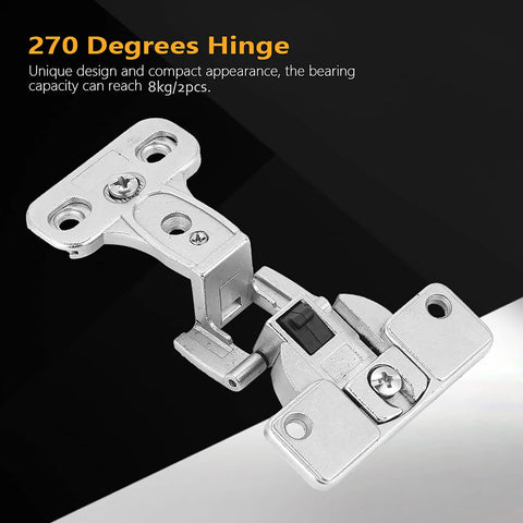 270 Degree Zinc Alloy Full Open Folding Cabinet Wardrobe Hinge, nickel-plated, showing durable design for furniture