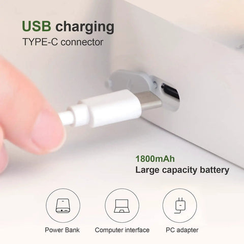 USB charging port for Electric Water Bottle Dispenser With USB Charging, 1800mAh battery, type-C connector close-up view.