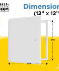 Rock Solid 12X12 Flush Metal Access Panel For Walls And Ceilings, Heavy Duty 16 Gauge Steel with dimensions 12" x 12".