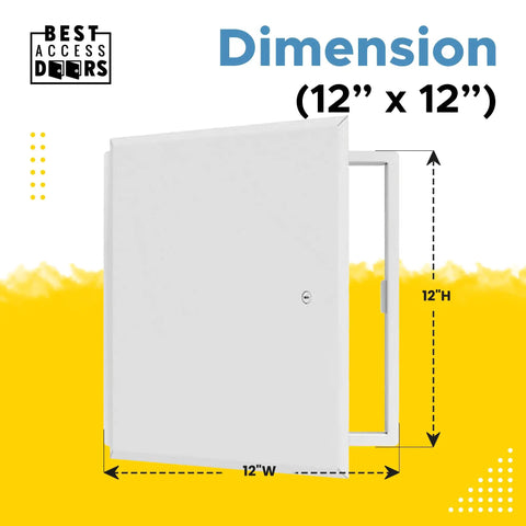 Rock Solid 12X12 Flush Metal Access Panel For Walls And Ceilings, Heavy Duty 16 Gauge Steel with dimensions 12" x 12".