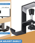Aluminum Alloy Headphone Stand For Desk Mount, Under Desk Headset Holder And Hook, side view showing screw clamp and hook.
