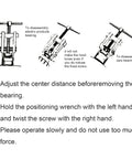 Illustration showing Two Claw Bearing Puller Tool for Auto Maintenance and Car Repair, Heavy Duty 8 Inch Lifter usage steps.
