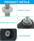 Heavy Duty M10 Thread Adjustable Furniture Leveling Feet Solid Steel Nylon Legs With Thick Rubber Bottoms close-up on adjustable steel screw and anti-slip rubber base.