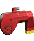 Heavy Duty Hydraulic Torque Wrench With 360 Multidirectional Swivel Square Drive and Quick Release Fittings, red forged steel construction.