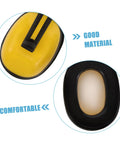 Job Site Tough Safety Hard Hat Ear Muffs With Integrated Noise Blocking Cups For Industrial Hearing Protection And Heavy Duty Construction Environments, close-up of yellow ear cup material and design.