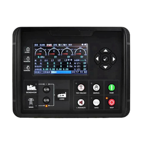 Generator Controller LCD Display Panel For DC60D DC62D DC60DR DC62DR Genset Monitoring Phase Angle Controller With Clear Readout And Easy Parameter Management Pro Grade Build black generator control panel with LCD screen and buttons
