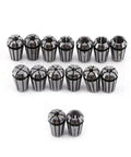 15 Piece ER11 Spring Collet Set Pro Grade High Precision 65Mn Spring Steel displayed in rows