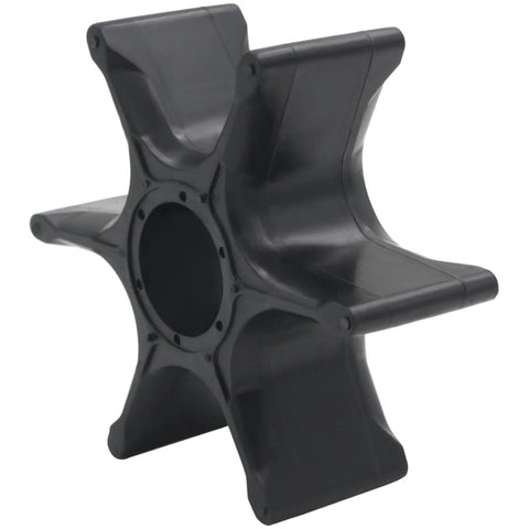 Close-up of 18-3071 Water Pump Impeller for Yamaha Outboard Motors 100 115 150 200 225 250 HP, neoprene, angle view.