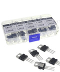DIY Voltage Regulator Kit For PCB Projects, 50 Piece Assortment With LM317T And L7805 Through L7824 Regulators in storage case