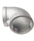Side view of 2 Inch Female Threaded Elbow Fitting NPT Stainless Steel 304 90 Degree Angled Pipe Elbow Copper Finish