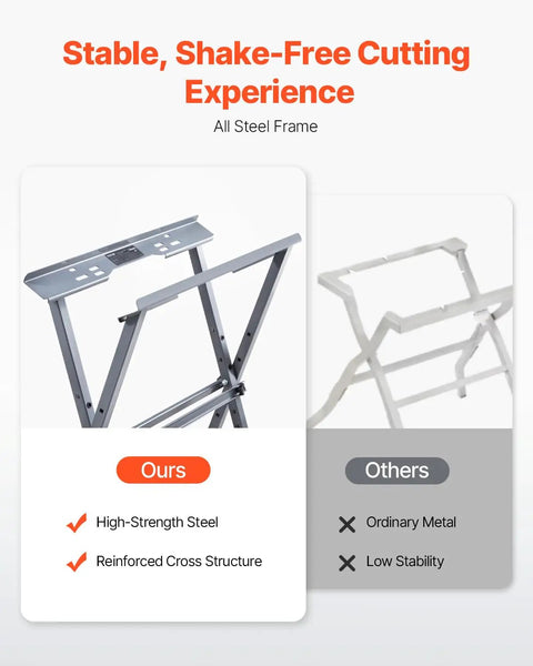 Heavy Duty Table Saw Stand With 350 Pound Load Capacity showing all steel frame with high-strength construction for stability.