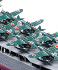 Detailed view of the 1/350 scale Premium Mogami Aircraft Carrier Model Kit showcasing aircraft placement on the deck.