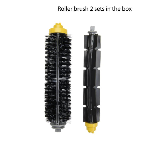 Roomba 600 Series Replacement Parts Kit With Two Roller Brushes shown side by side, designed for models 614 to 695.