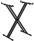 Double X Keyboard Stand For Digital Pianos And 54 To 88 Key Keyboards Portable Heavy Duty Adjustable Music Stand with rubber feet.