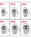 Super High Precision Spring Collet For CNC Milling And Lathe Tools ER8 ER11 ER16 ER20 ER25 Fits 1/8 Inch 3.175mm detailed dimensions