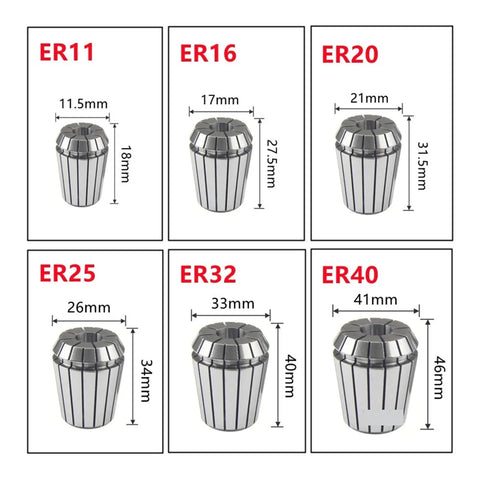Super High Precision Spring Collet For CNC Milling And Lathe Tools ER8 ER11 ER16 ER20 ER25 Fits 1/8 Inch 3.175mm detailed dimensions