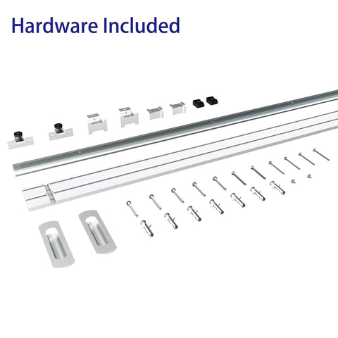 42x84 Inch White PVC Sliding Barn Door With Hardware Kit And Pull Waterproof Acrylic Pane Translucent Lightweight Plastic Panel