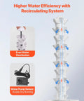 Space Saving 50 Pod Vertical Hydroponic Tower with 10 Tiers Rolling Indoor Garden on Wheels, water distribution and pump sensor