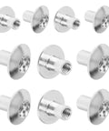 Rock Solid 5/16 Inch T55 Torx Domed Head Barrel Nuts Zinc Plated Steel 20 Pack cargo trailer door fasteners from different angles.