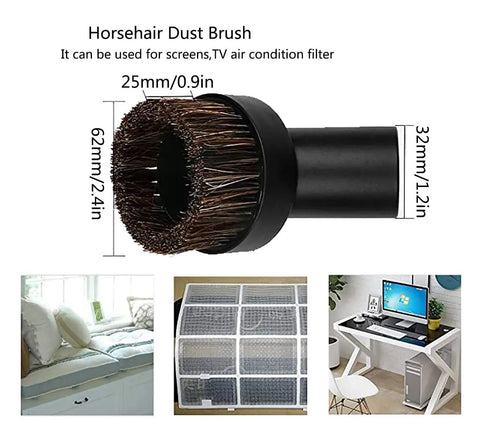 Horsehair dust brush for Must Have Versatile Vacuum Attachments Kit with 32mm fitting for dusting screens and filters.