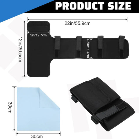 Two Pack Sousaphone Shoulder Pads Non Slip Padding With Hook And Loop Fasteners And Cleaning Cloths For Pain Relief Fatigue Reduction And All Day Comfort During Long Rehearsals And Gigs. black neoprene sousaphone shoulder pad, 22 x 12 in, size chart