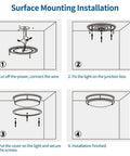 Installation diagram for Two Pack LED Flush Mount Ceiling Lights 13 Inch 20W Dimmable With Color Temperature Options 3000K 4000K 5000K Brushed Nickel Finish For Kitchen Hallway Stairwell