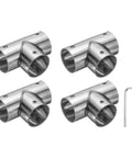 Tee Pipe Connector Set Four Piece End Rails Clamp With Wrench For Stainless Steel Corner Pipe Fittings 1 Inch Diameter DIY Shelf Garden Support For Home Projects