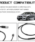 Brake pad wear sensor cable for BMW F20/F21/F30/F31/F32/F33, front and rear, black with connectors