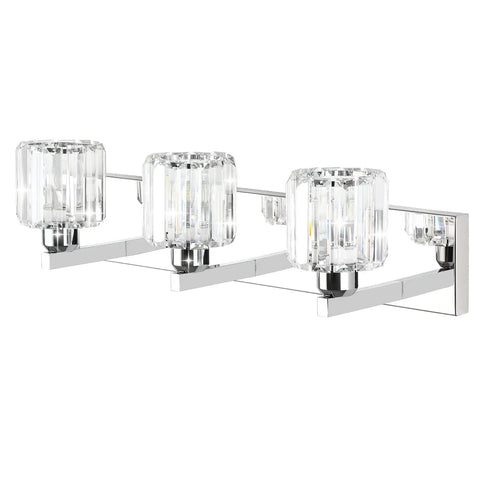 Crystal Vanity Light Fixture For Bathroom Modern Wall Mount Over Mirror Three Light Bar With Dimmable Function Requires Three E26 Bulbs