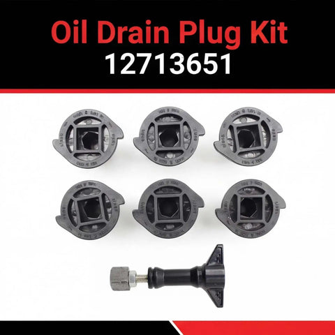 Premium Oil Drain Plug Kit For 2019-2025 Cadillac XT4 CT6 XT5 And GMC Sierra Acadia Fits 1500 Models Replaces 12713651 And 55498782 Leak Proof Gasket Seal That Keeps Your Car Running Smooth Like New. black oil drain plug kit with six adapters and handle tool