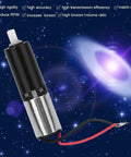 6mm mini planetary gear motor with metal housing and red/black wires, angled side view