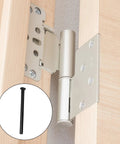 Black Door Hinge Pins 4 Pack 3 Point 5 Inch Replacement Pins For Home Office Kitchen And Interior Doors Slick Quiet Operation Durable And Easy To Install shown with close-up of a pin and installed hinge.