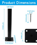 Product dimensions of Heavy Duty Adjustable Furniture Legs Eight Inch Steel Cabinet Feet Black Metal Drawer Supports with Swivel Base.