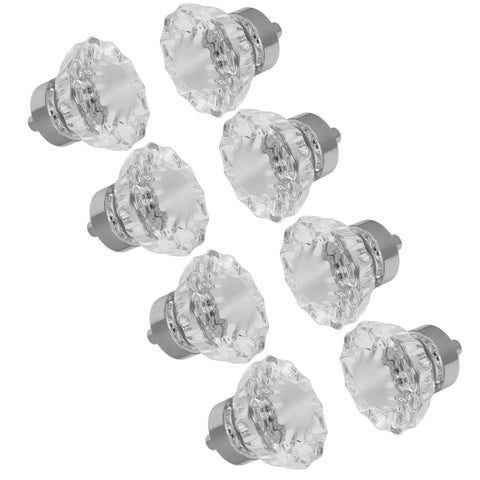 Eight Pack Floral Crystal Cabinet Knobs 35mm Vintage Glass Drawer Pulls for Furniture Kitchen and Bathroom Makeover Brushed Nickel