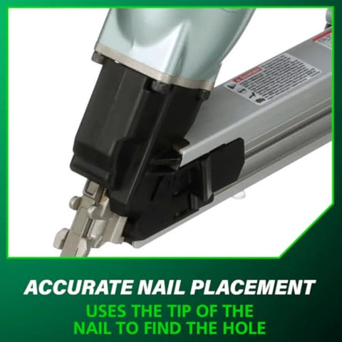 Close-up of Strap-Tite Strip Nailer For Metal Connectors, Pro-Preferred Pneumatic Nailer With Lightweight 6.4 Lb Build.