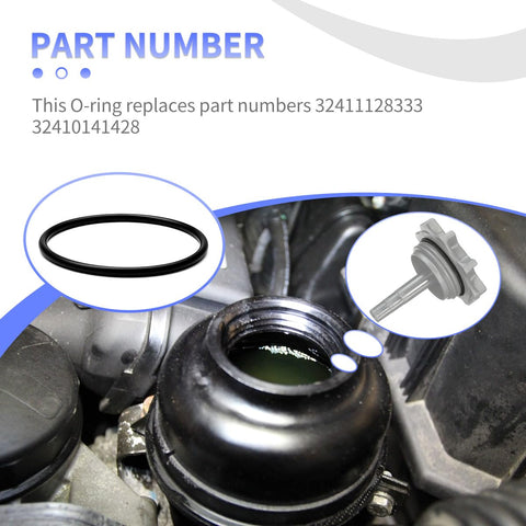 Power Steering Reservoir Cap Seal O Ring Replacement For OE 32411128333 Fits Mini Cooper And Similar Models Direct Fit Durable Seal To Prevent Leaks cross-reference 32410141428 black rubber O-ring