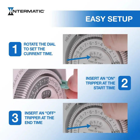 Versatile Indoor 24 Hour Mechanical Timer For Lamps And Appliances With No Fuss Setup Easy Steps Displayed