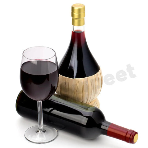Wine Bottle Cork Stopper Kit With Dope PVC Heat Shrink Capsules, wine bottle and glass on white background.