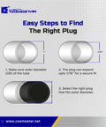 Instructions for using 1 Inch Round Rubber Hole Plugs End Caps For Metal Tubing Fences And Furniture Legs, showing size and fit details.