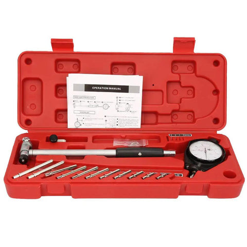 Internal Diameter Dial Indicator Gauge Kit 50 To 100 mm Precision Machined To 0.0005 mm With 11 Measuring Needles In Red Case