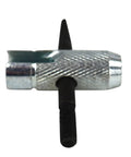 All In One Grease Fitting Tool For 1/8 And 7/16 NPT in metal with textured grip, viewed from the side showing straight fitting feature.