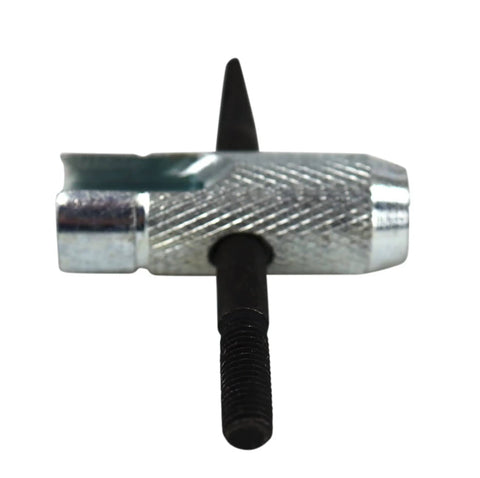 All In One Grease Fitting Tool For 1/8 And 7/16 NPT in metal with textured grip, viewed from the side showing straight fitting feature.