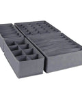 4 Piece Foldable Fabric Drawer Organizer Set For Socks And Underwear Storage Using A Nifty Layout To Keep Your Closet Clean Maximize Dresser Space While Delivering Zero Extra Stress Overall in dark grey fabric.
