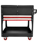 Heavy Duty Rolling Tool Cart With 2 Drawers, Pro Grade Mobile Tool Box Storage Organizer For Garage, Workshop And Warehouse, Rugged Cold Rolled Steel Service Cart With Auto Locking System, front view